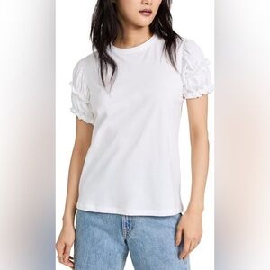 Rebecca Taylor White Short Puff Sleeve 100% Pima Cotton